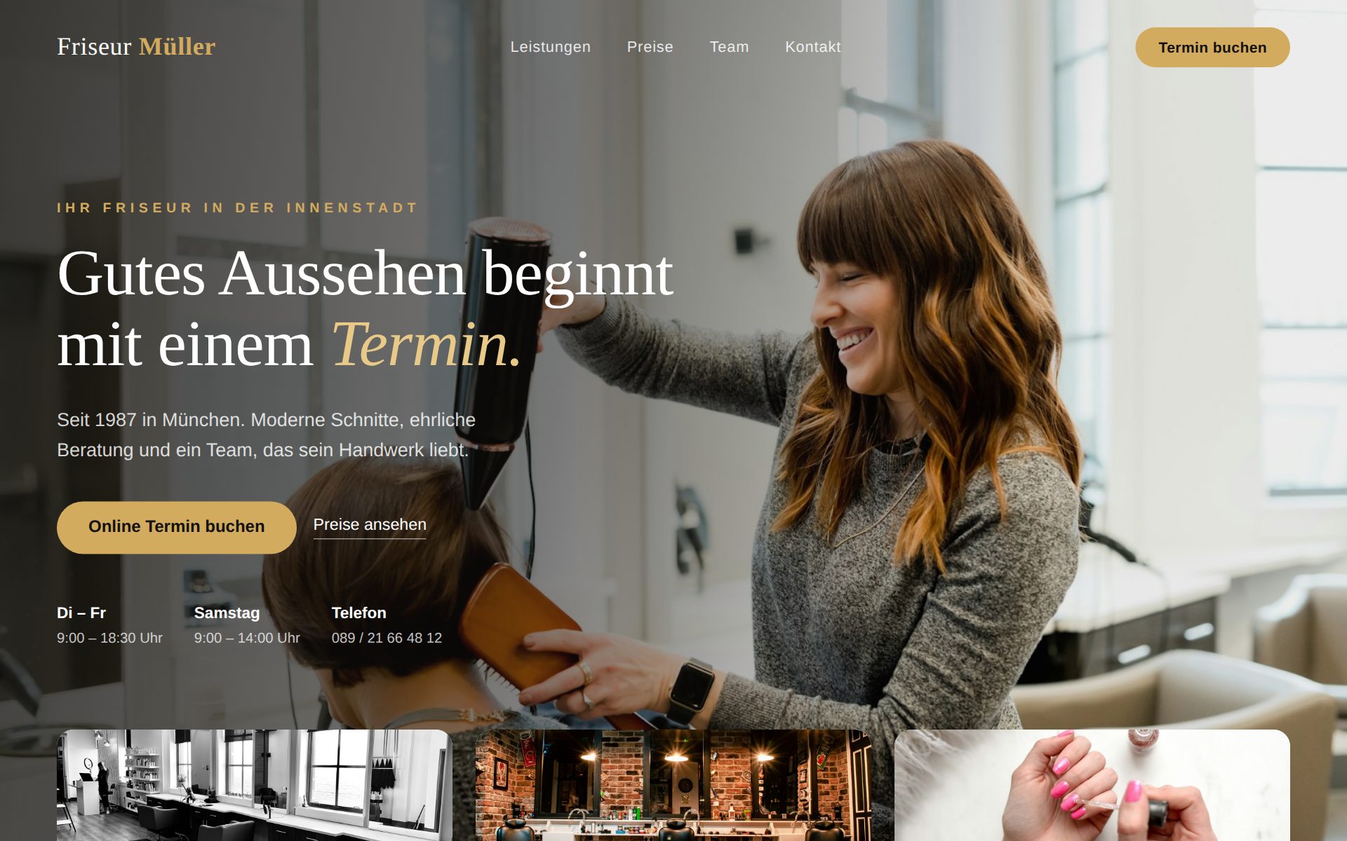 Neue, moderne Website des Friseursalons